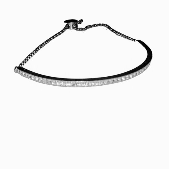 MK Michael Kors Silver Rhinestone Crystal Pave Bar Adjustable Slider Bracelet - Picture 3 of 5